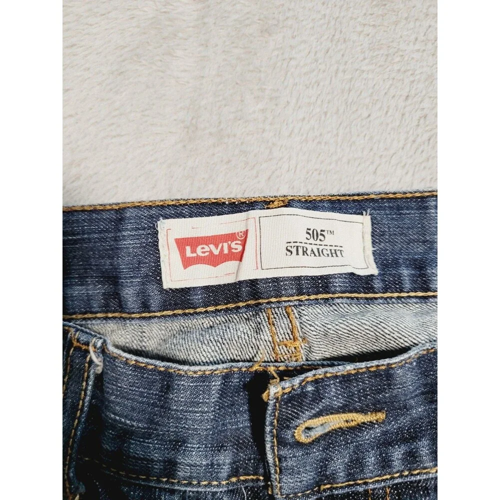 Levi's 505 Regular Fit Straight Leg Denim Jeans Dark Blue Wash Size 30x30